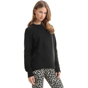 Anytime - Gebreide Trui - Zwart - Ronde Hals - Lange Mouwen