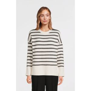 Imagine - Boxy Trui - Crème/Grijs - Wolmix - Lange Mouwen