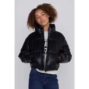 Coolcat - Imitatieleren Puffer Winterjas - Zwart - 100% Polyester