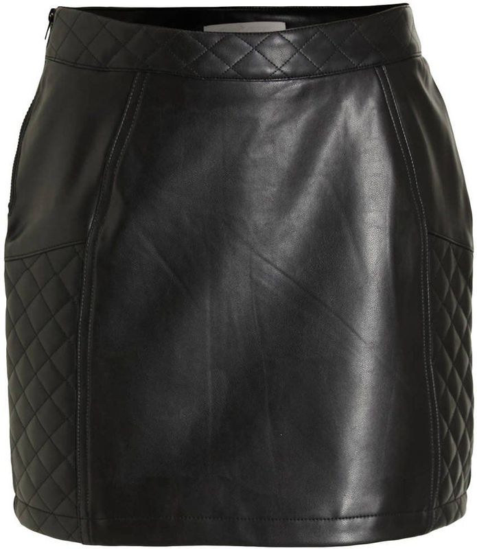 Coolcat - Imitatieleren Rok Mylo - Zwart - Kunstleer - Met Fancy Stiksels