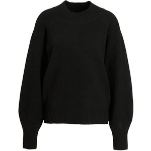 Anytime - Gebreide Trui - Zwart - Met Pofmouwen