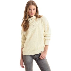 Anytime - Schipperstrui - Beige - Grof Gebreid - Lange Mouwen