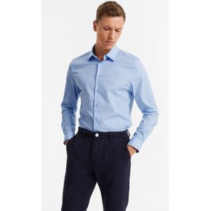 Anytime - Slim Fit Poplin Overhemd - Lichtblauw