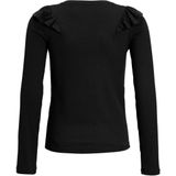Coolcat - Longsleeve Ruffels Rib Top Tegan - Zwart