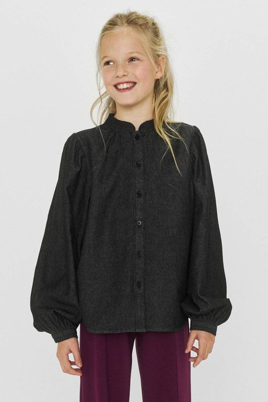 Me & My Monkey - Robin - Blouse - Grijs - Katoen, Lange Mouwen, Knoopsluiting