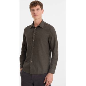 Anytime - Gemêleerd Overhemd - Bruin/Zwart - Katoen - Lange Mouwen