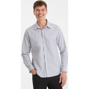 Anytime - Oxford Overhemd - Lichtgrijs - Katoen - Lange Mouwen - Regular Fit