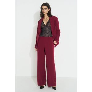 Ruby - Wide Leg Pantalon - Bordeauxrood - Hoge Taille - Comfort Stretch