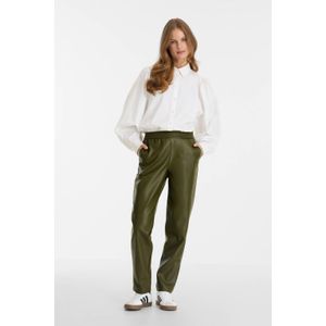 Anytime - Imitatieleren Jogger - Olijfgroen - Dames - Hoge Taille