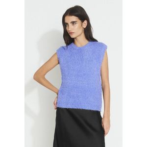 Ruby - Gebreide Spencer - Lichtblauw - Mouwloos - Ronde Hals