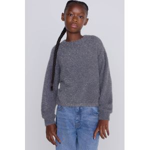 Coolcat - Fleur - Gebreide Trui - Grijs - Zilver Metallic Garen