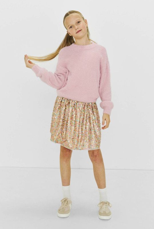 CoolCat - Gebreide Trui - Zacht - Ronde Hals - Lange Mouwen - Zilver Metallic