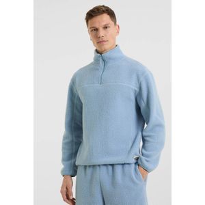 Anytime - Schipperstrui - Blauw - Teddy Stof - Lange Mouwen - Opstaande Kraag met Rits