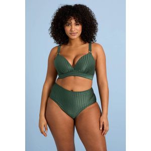 BEACHWAVE - Curve - Bikinibroekje - Groen - High Waist met Ribstructuur
