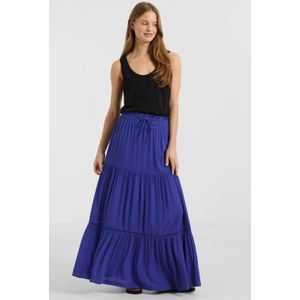 Anytime - Maxi Crinkle Rok - Blauw - Viscose - High Waist - Wide Leg Fit