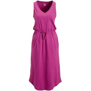anytime - Midi Jurk - Magenta - V-hals