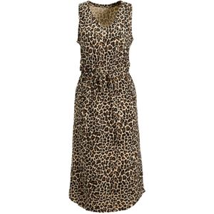 Anytime - Midi Jurk - Panterprint - V-hals - 100% Katoen