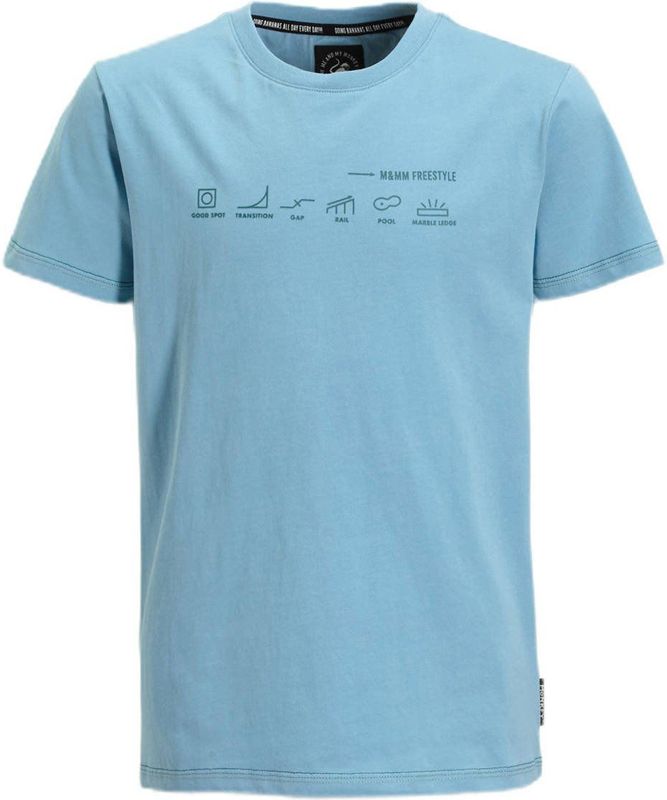 Me & My Monkey - T-shirt - Lichtblauw - Katoen - Printopdruk