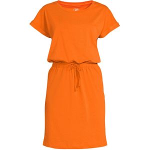 Anytime - T-shirt Jurk - Oranje - Katoen - Ronde Hals - Korte Mouwen