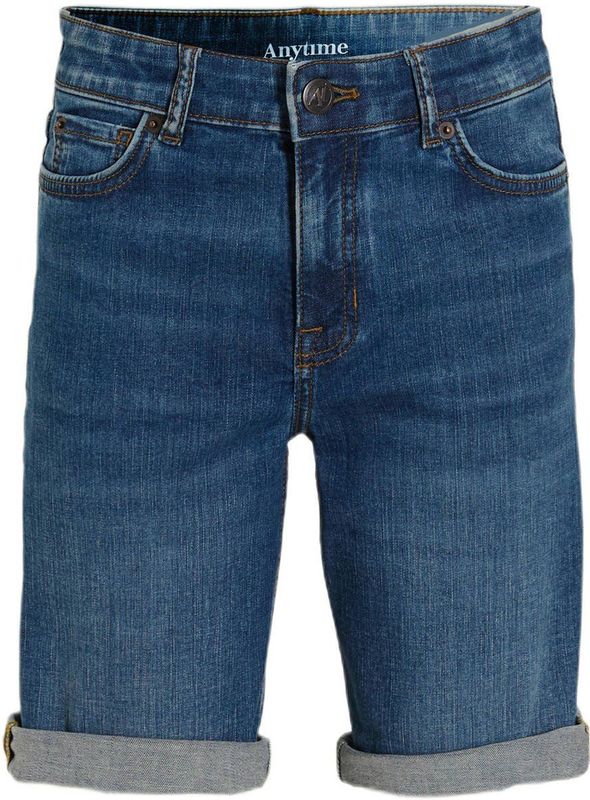 anytime - Denim Short - Blauw - Regular Fit - Katoen