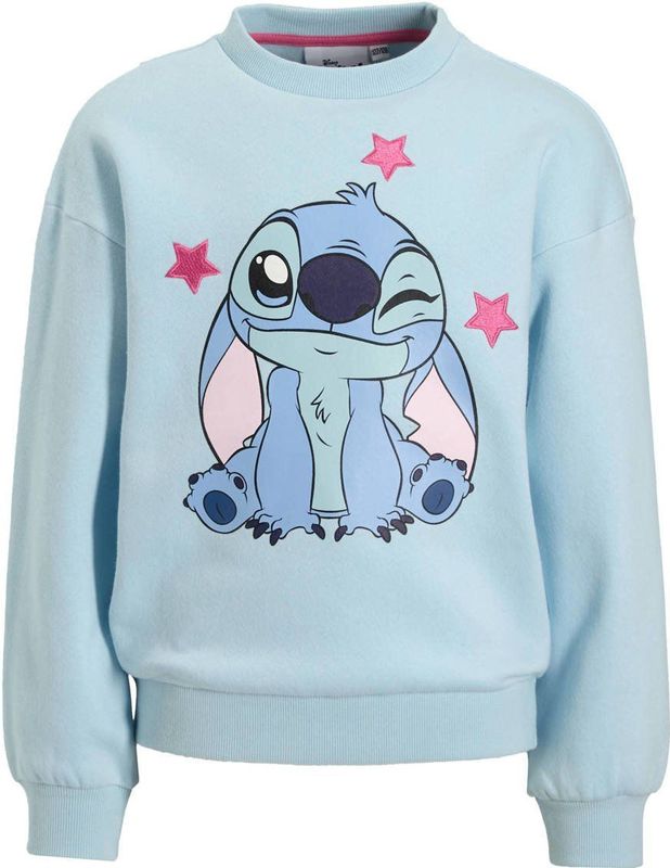 Anytime - Trui - Blauw - Katoenmix - Stitch Printopdruk