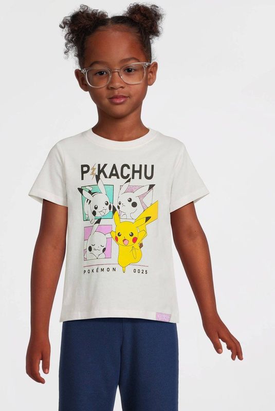 Anytime - T-shirt - Off-white - Katoen - Pokemon Printopdruk