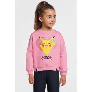 anytime - Gebreide Trui - Roze - Katoenmix - Pikachu Print