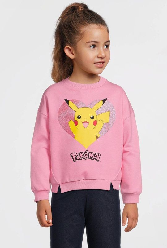 anytime - Gebreide Trui - Roze - Katoenmix - Pikachu Print