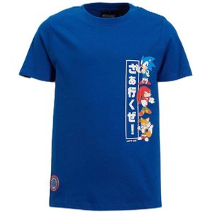 Anytime - T-shirt - Blauw - Katoen - Sonic Printopdruk