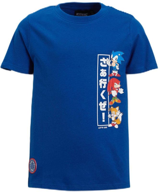 Anytime - T-shirt - Blauw - Katoen - Sonic Printopdruk