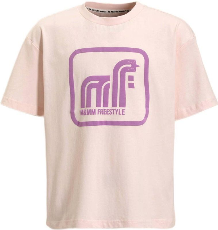 Me & My Monkey - Oversized T-shirt - Roze - Met Printopdruk