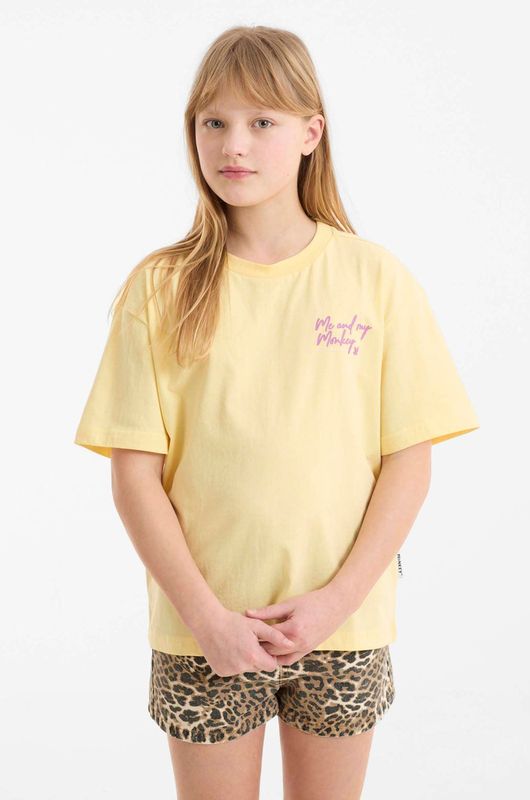 Me & My Monkey - T-shirt - Wit - Katoen - Print New York-brug