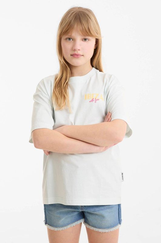 Me & My Monkey - Oversized T-shirt - Lichtblauw - Katoen