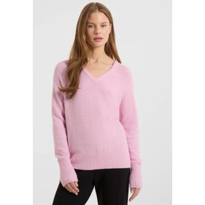 Anytime - Gebreide Trui - Roze - V-hals - Lange Mouwen