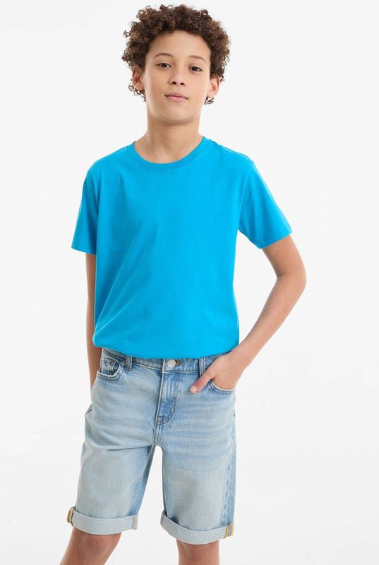 anytime - Denim Short - Lichtblauw - 5-pocket - Regular Waist - Stretch Denim