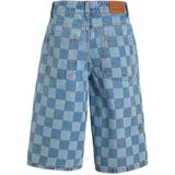 Coolcat - Skater Denim Short - Blauw - Checkerboardprint - Wijde Pasvorm