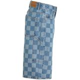 Coolcat - Skater Denim Short - Blauw - Checkerboardprint - Wijde Pasvorm