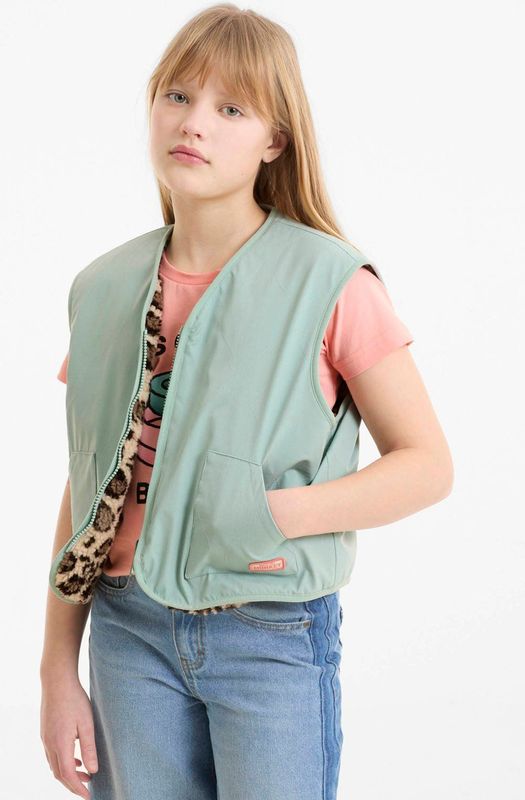 Me & My Monkey - Gilet - Luipaardprint - Omkeerbaar - Zachte Teddystof