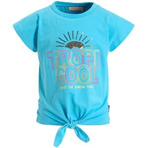 Orange Stars - T-shirt - Turquoise - Katoen - Knoopdetail - Paillettenprint