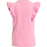 Orange Stars - T-shirt - Roze - Met Printopdruk - Ronde Hals - Kapmouwtjes met Ruffles