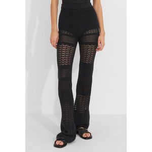 Ruby - Crochet Broek - Zwart - Hoge Taille - Wide Leg