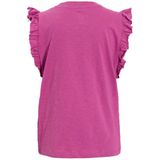 anytime - T-shirt - Magenta - Katoen - Korte Mouwen met Ruffles