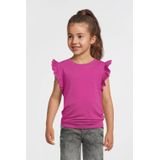anytime - T-shirt - Magenta - Katoen - Korte Mouwen met Ruffles