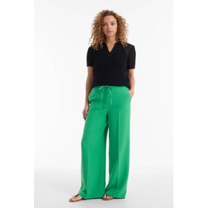 Anytime - Wide Leg Broek - Groen - Hoge Taille - Dames