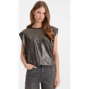 Anytime - Glitter Top - Zilver - Met Schoudervulling