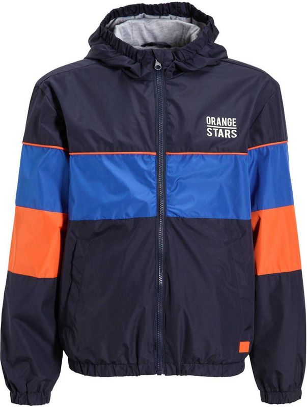 Orange Stars - Sporty Jacket - Donkerblauw - Colourblock Ontwerp