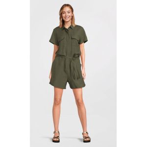 Anytime - Playsuit - Khaki - Linnenmix - Korte Mouwen