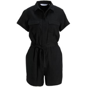 Anytime - Playsuit - Zwart - Linnenmix - Korte Mouwen