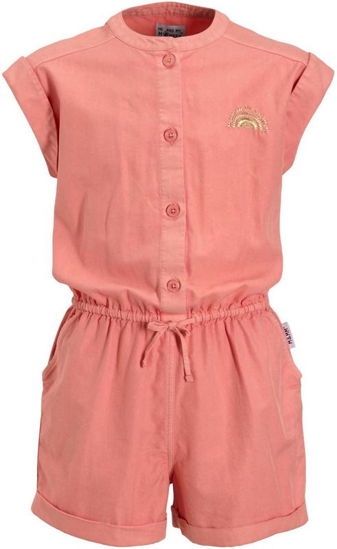 Me & My Monkey - Jumpsuit - Peach - Mouwloos - Katoenmix - Elastische Taille met Trekkoord