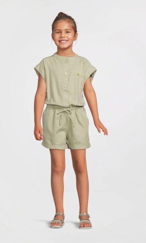 Me & My Monkey - Jumpsuit - Lichtkhaki - Mouwloos - Katoenmix